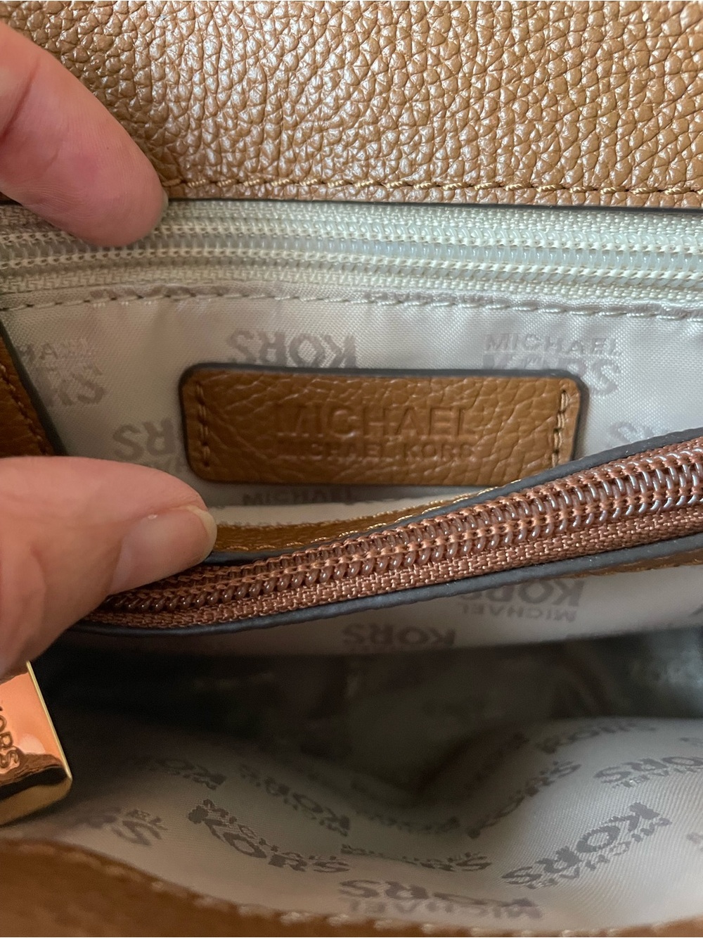 Michael Kors Brown & Yellow Woven Leather Satchel - Picture 6 of 11